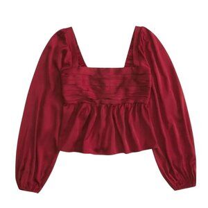 NWT Abercrombie & Fitch Satin Blouse 'EMERSON' in Red women size Medium